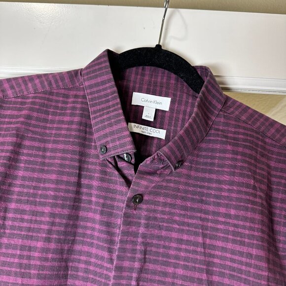 CALVIN KLEIN Infinite Cool NoIron Long Sleeve Plaid Button Down Shirt Size Large - Picture 5 of 10